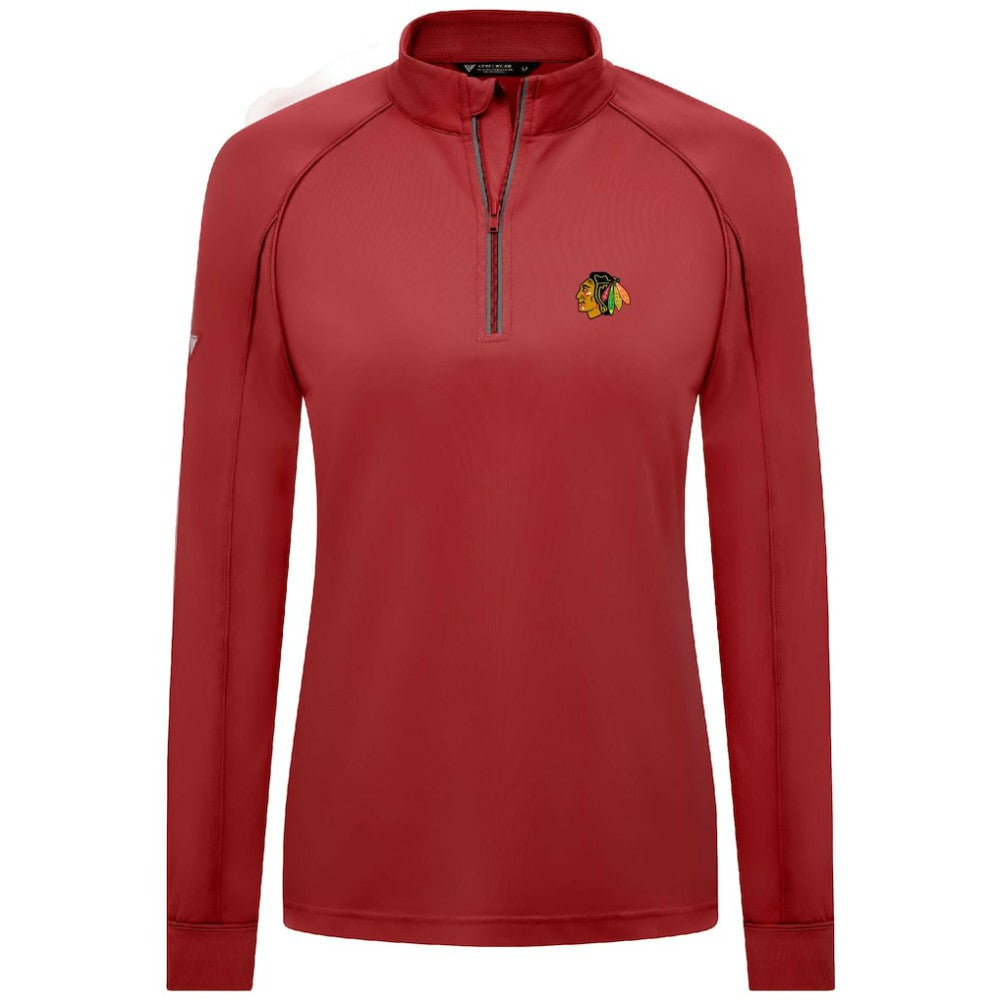Chicago Blackhawks Levelwear Women's Kinetic Insignia Core Quarter-Zip Pullover Top
