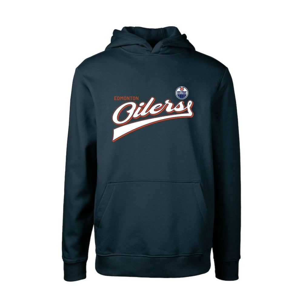 Edmonton Oilers Levelwear Youth Podium Retro Script Fleece Pullover Hoodie