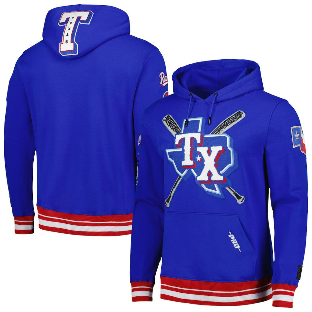 Texas Rangers Pro Standard Mash Up Logo Pullover Hoodie - Royal