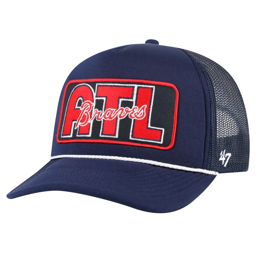 Atlanta Braves Local Patch Foam Front Trucker Adjustable Hat - Navy | 47 brand