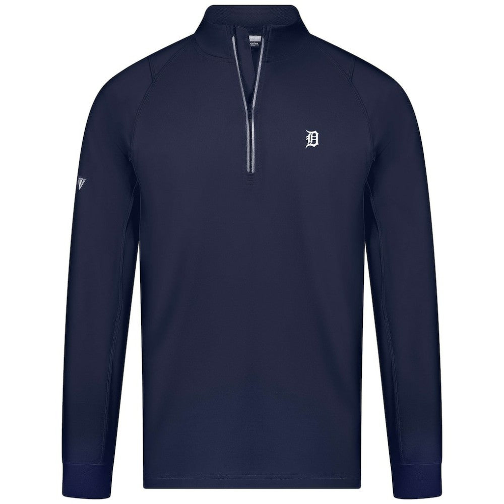 Detroit Tigers Levelwear Theory Insignia Quarter-Zip Pullover - Navy