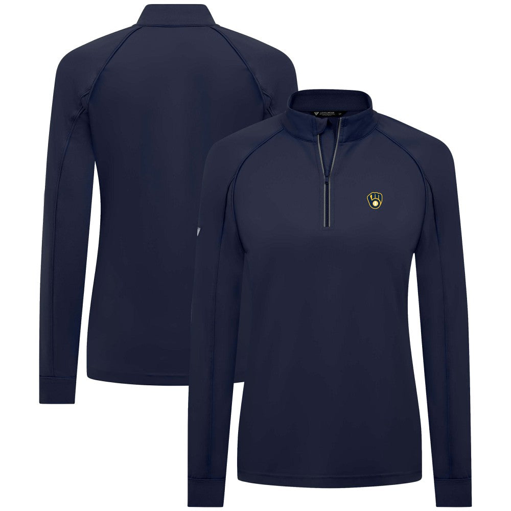 Milwaukee Brewers Levelwear Women's Kinetic Insignia Quarter-Zip Pullover - Navy