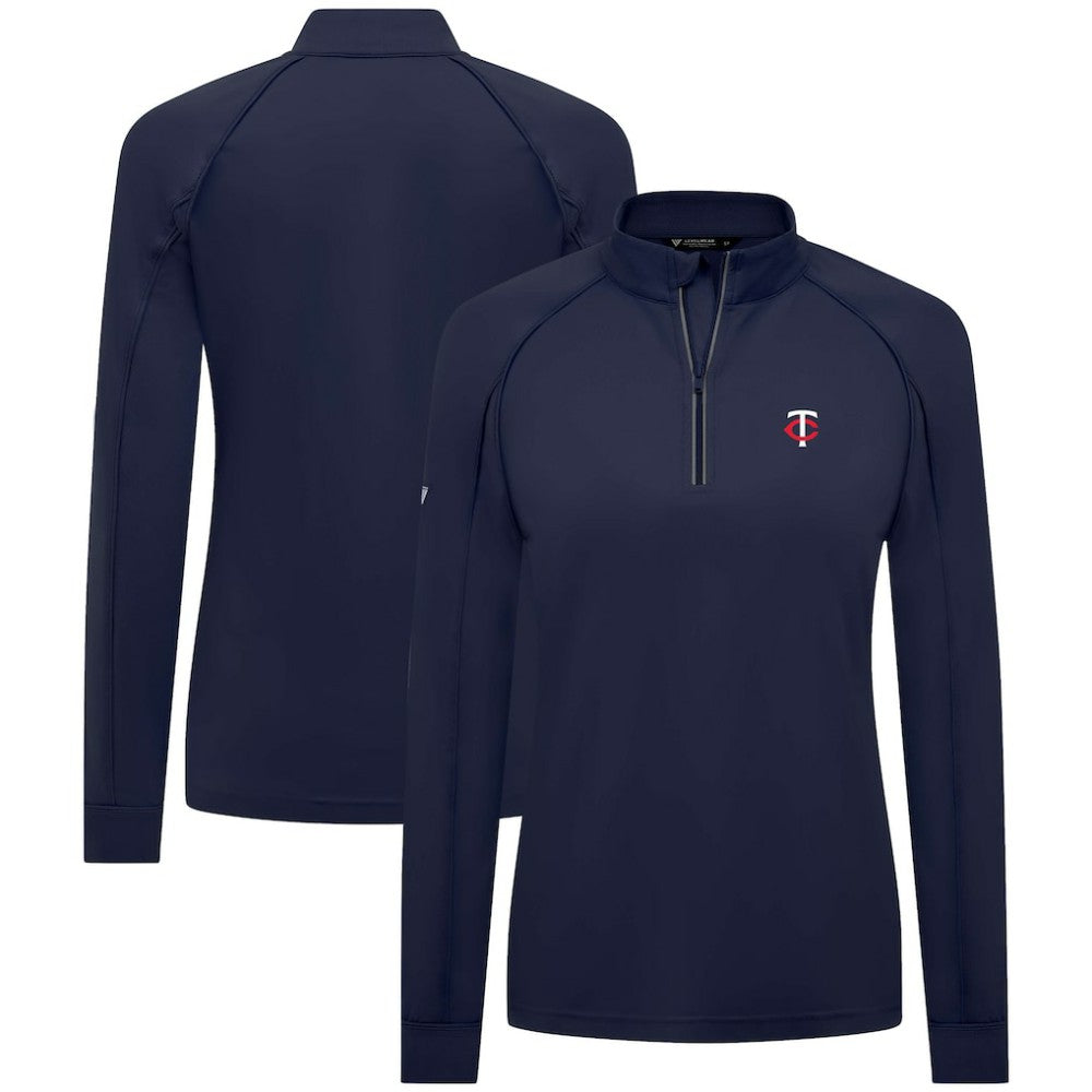 Minnesota Twins Levelwear Women's Kinetic Insignia Quarter-Zip Pullover - Navy