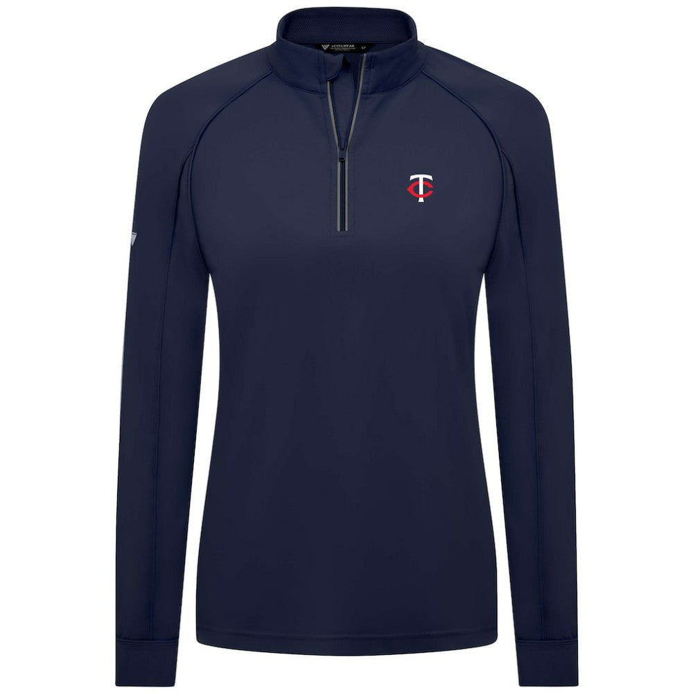 Minnesota Twins Levelwear Women's Kinetic Insignia Quarter-Zip Pullover - Navy