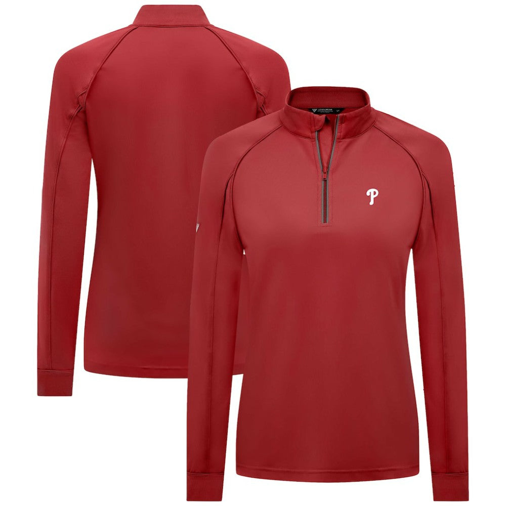 Philadelphia Phillies Levelwear Women's Kinetic Insignia Quarter-Zip Pullover - Red