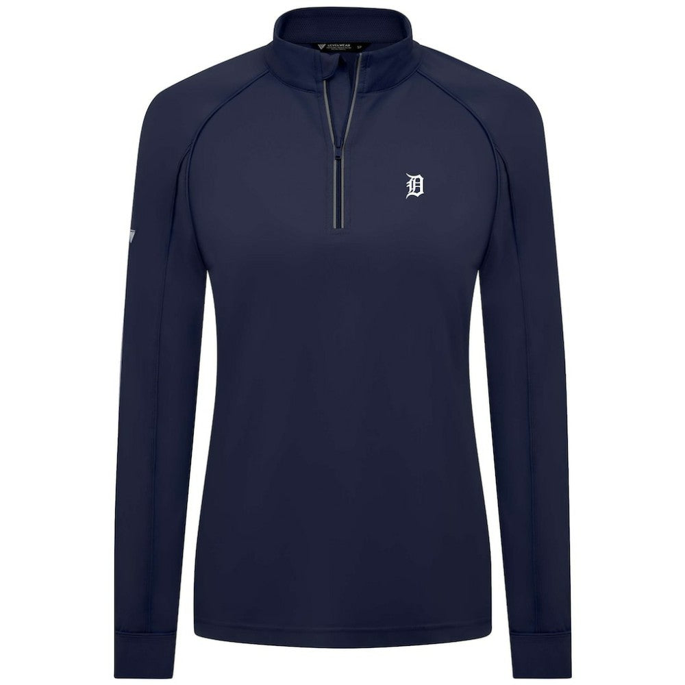 Detroit Tigers Levelwear Women's Kinetic Insignia Quarter-Zip Pullover - Navy