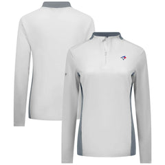 Toronto Blue Jays Levelwear Women's Moxie Insignia Quarter-Zip Pullover - White
