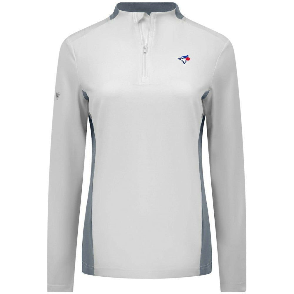 Toronto Blue Jays Levelwear Women's Moxie Insignia Quarter-Zip Pullover - White
