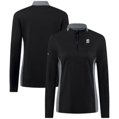 Detroit Tigers Levelwear Women's Moxie Insignia Quarter-Zip Pullover - Black