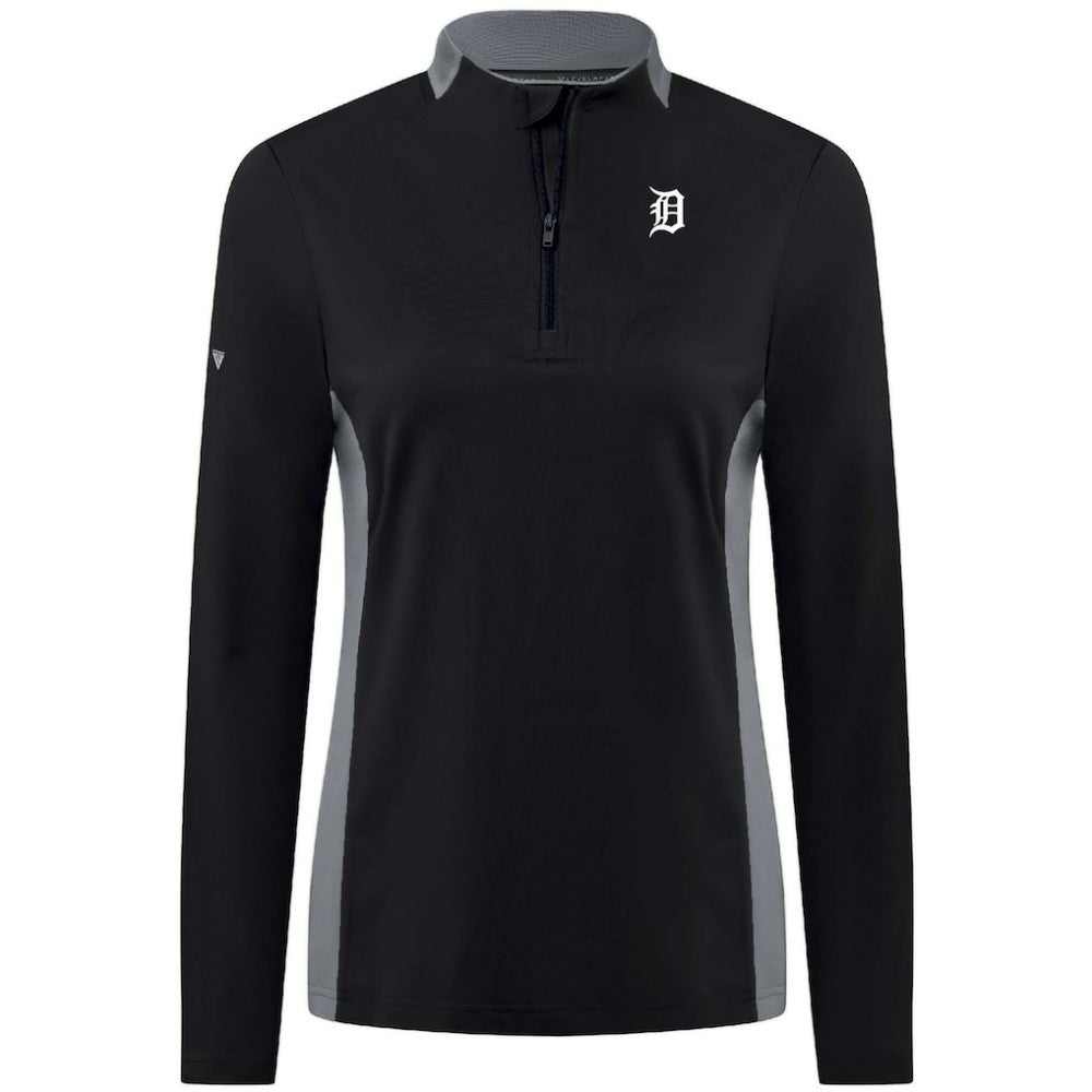 Detroit Tigers Levelwear Women's Moxie Insignia Quarter-Zip Pullover - Black