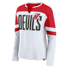 New Jersey Devils Fanatics Women's Frozen Long Sleeve Notch Neck T-Shirt