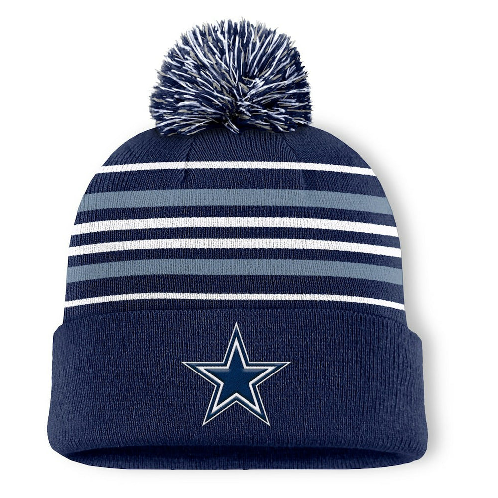 NFL Dallas Cowboys Fundamental Striped Cuffed Knit Hat with Pom