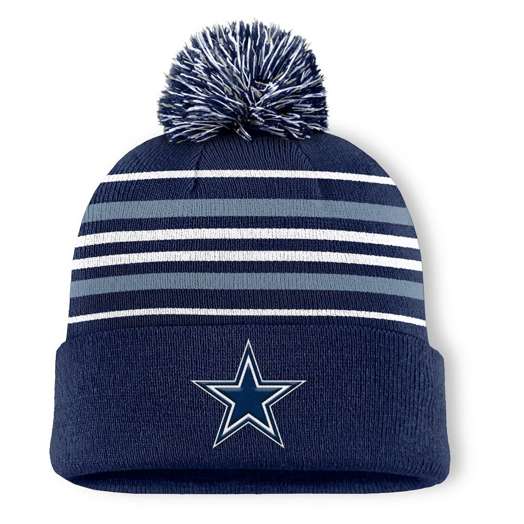 NFL Dallas Cowboys Fundamental Striped Cuffed Knit Hat with Pom