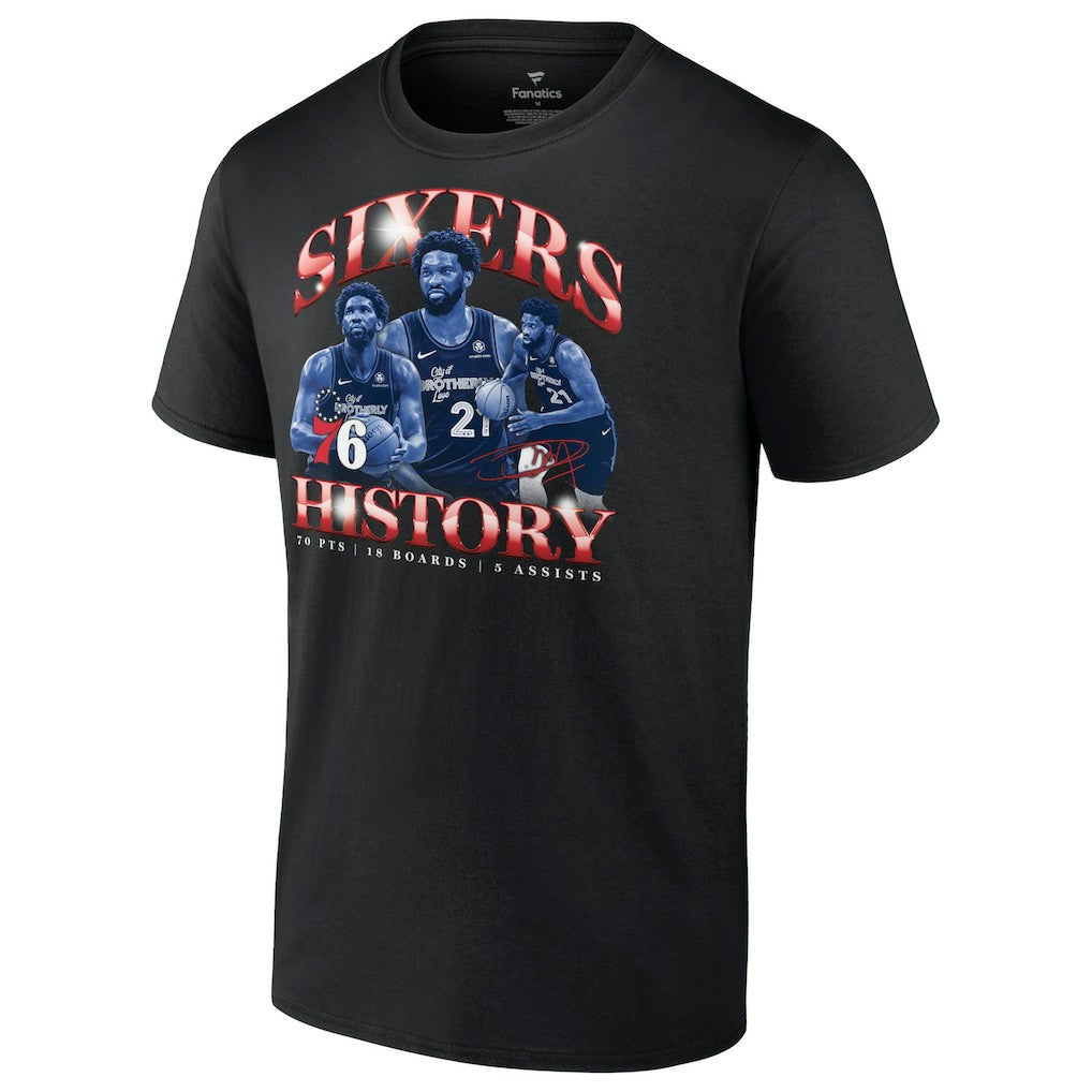 Joel Embiid Philadelphia 76ers History T-Shirt sale - Black cheap