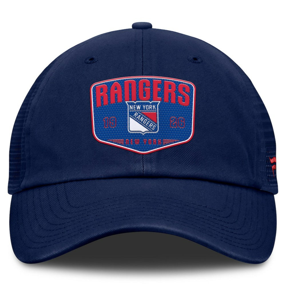New York Rangers Fanatics Fundamental One-Time Trucker Adjustable Hat