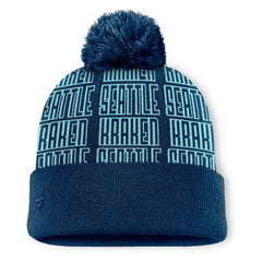 Seattle Kraken Fanatics Fundamental Empty Net Cuffed Knit Hat with Pom