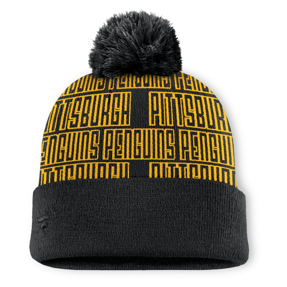 Pittsburgh Penguins Fanatics Fundamental Empty Net Cuffed Knit Hat with Pom
