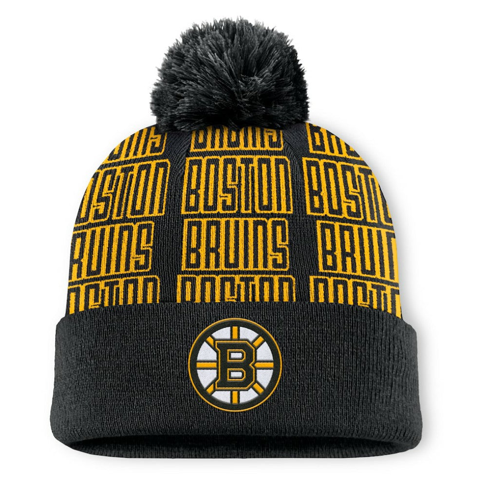 Boston Bruins Fanatics Fundamental Empty Net Cuffed Knit Hat with Pom