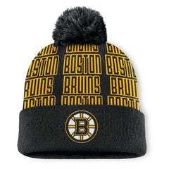 Boston Bruins Fanatics Fundamental Empty Net Cuffed Knit Hat with Pom