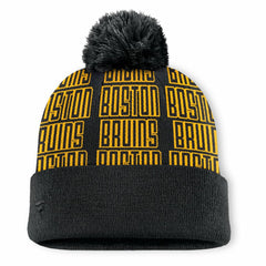 Boston Bruins Fanatics Fundamental Empty Net Cuffed Knit Hat with Pom