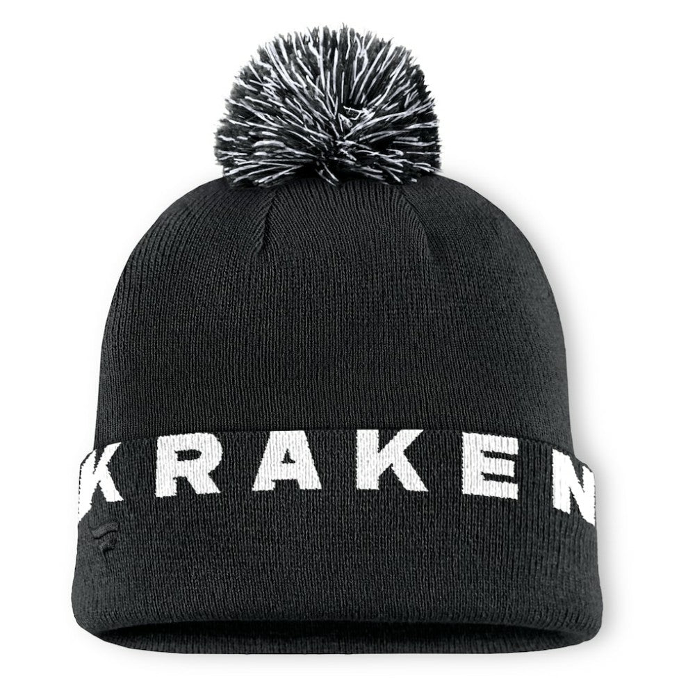 Seattle Kraken Fanatics Fundamental High Stick Cuffed Knit Hat with Pom