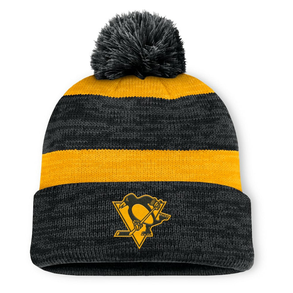 Pittsburgh Penguins Fanatics Fundamental Red Line Cuffed Knit Hat with Pom