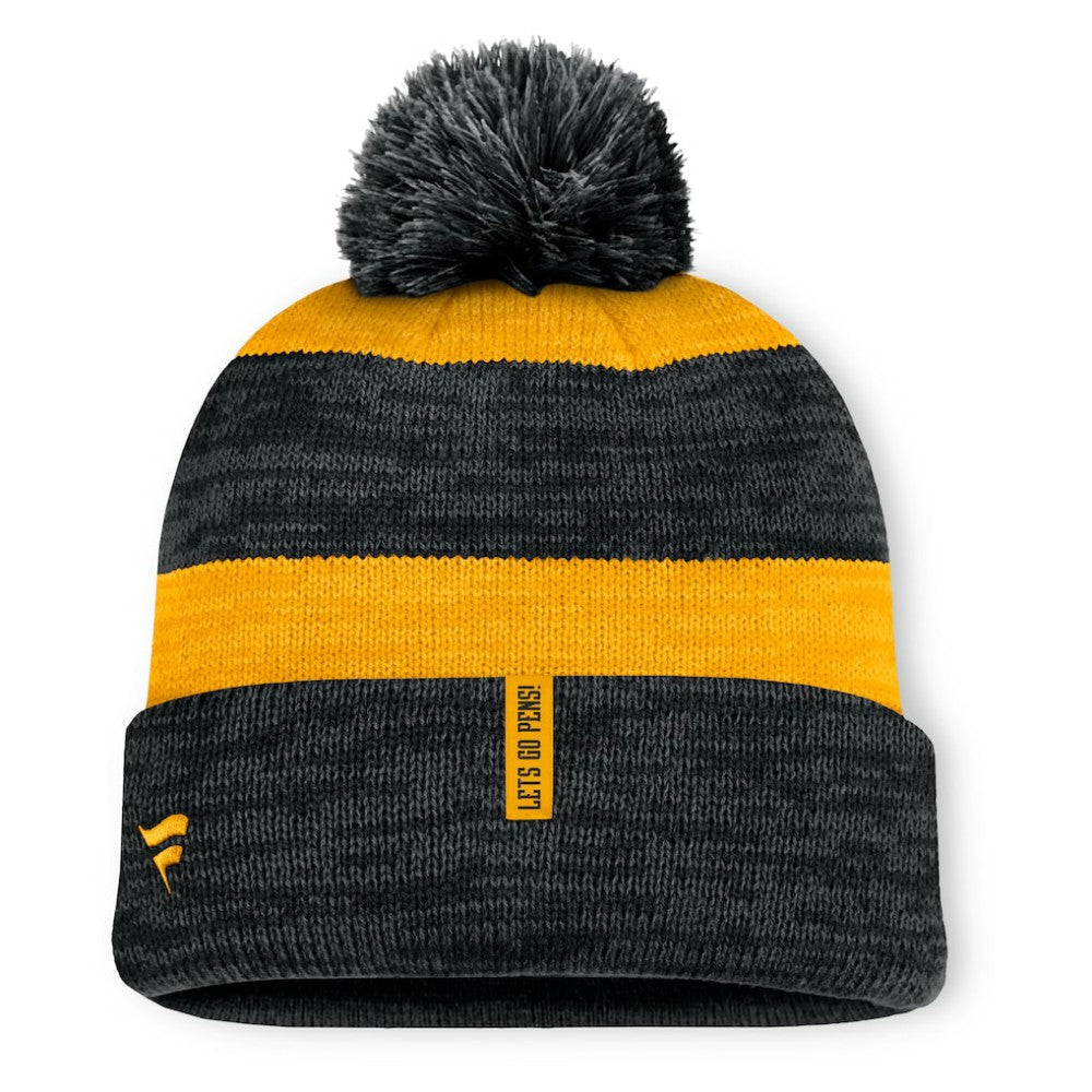 Pittsburgh Penguins Fanatics Fundamental Red Line Cuffed Knit Hat with Pom