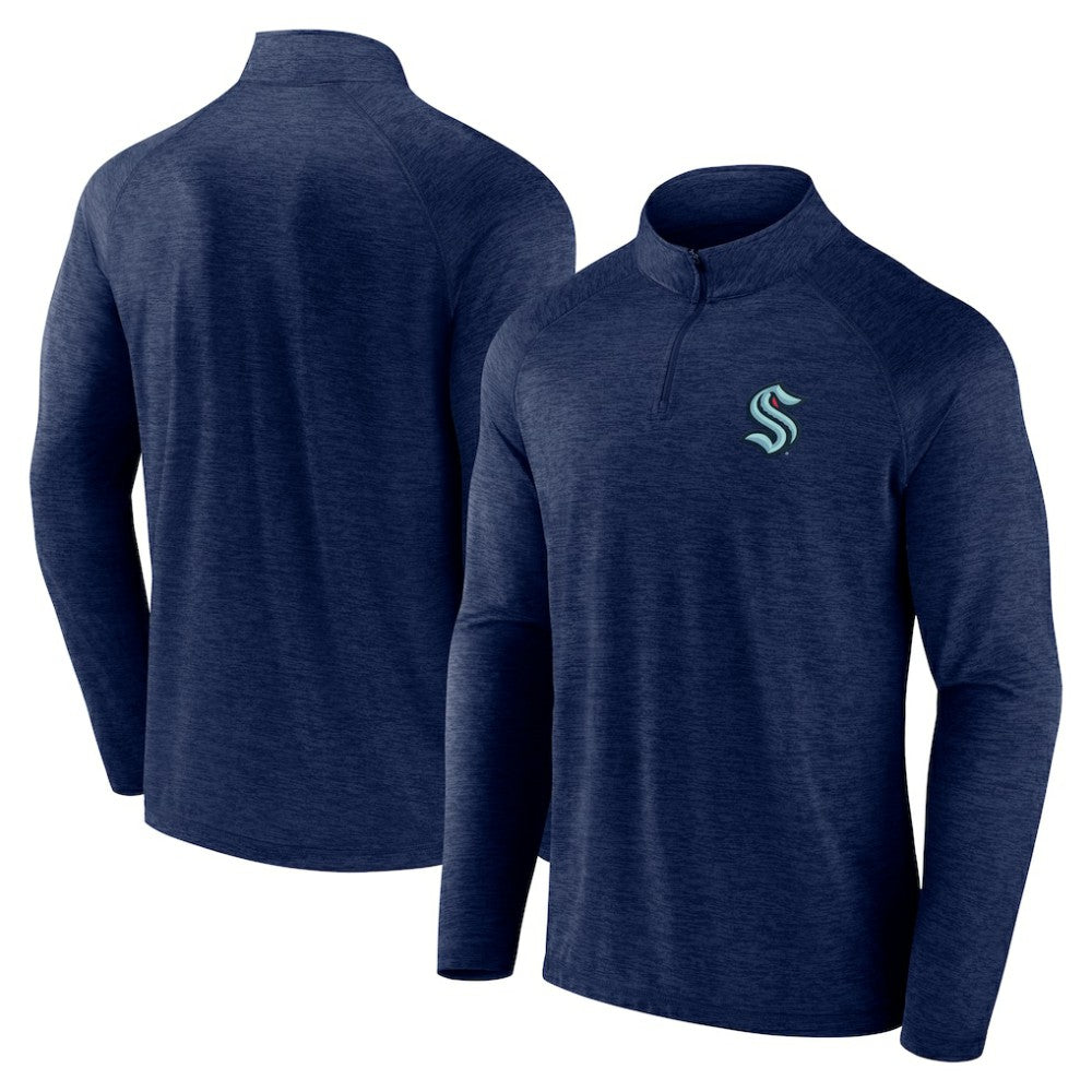 Seattle Kraken Logo Athletic Head-to-Head Raglan Quarter-Zip Top