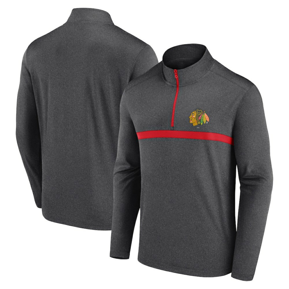 Chicago Blackhawks Logo Athletic Head-to-Head Raglan Quarter-Zip Top