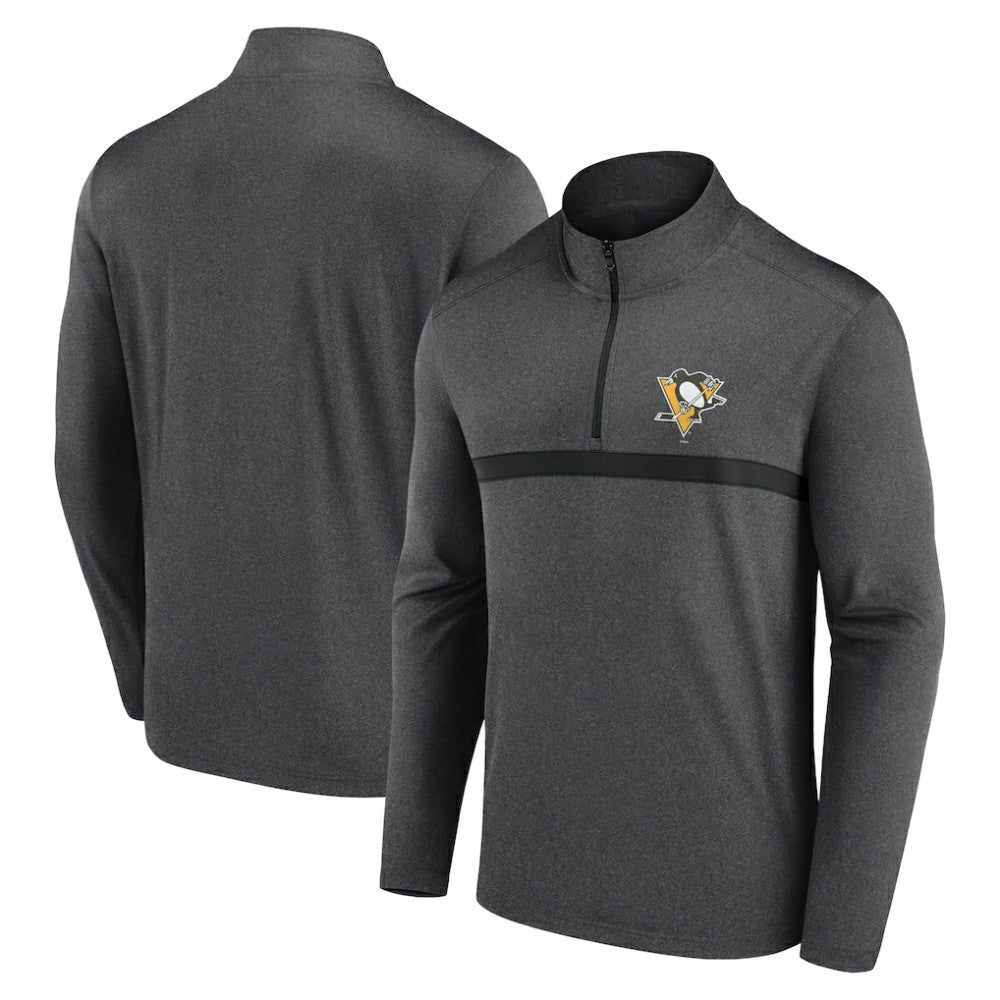 Pittsburgh Penguins Logo Athletic Head-to-Head Raglan Quarter-Zip Top
