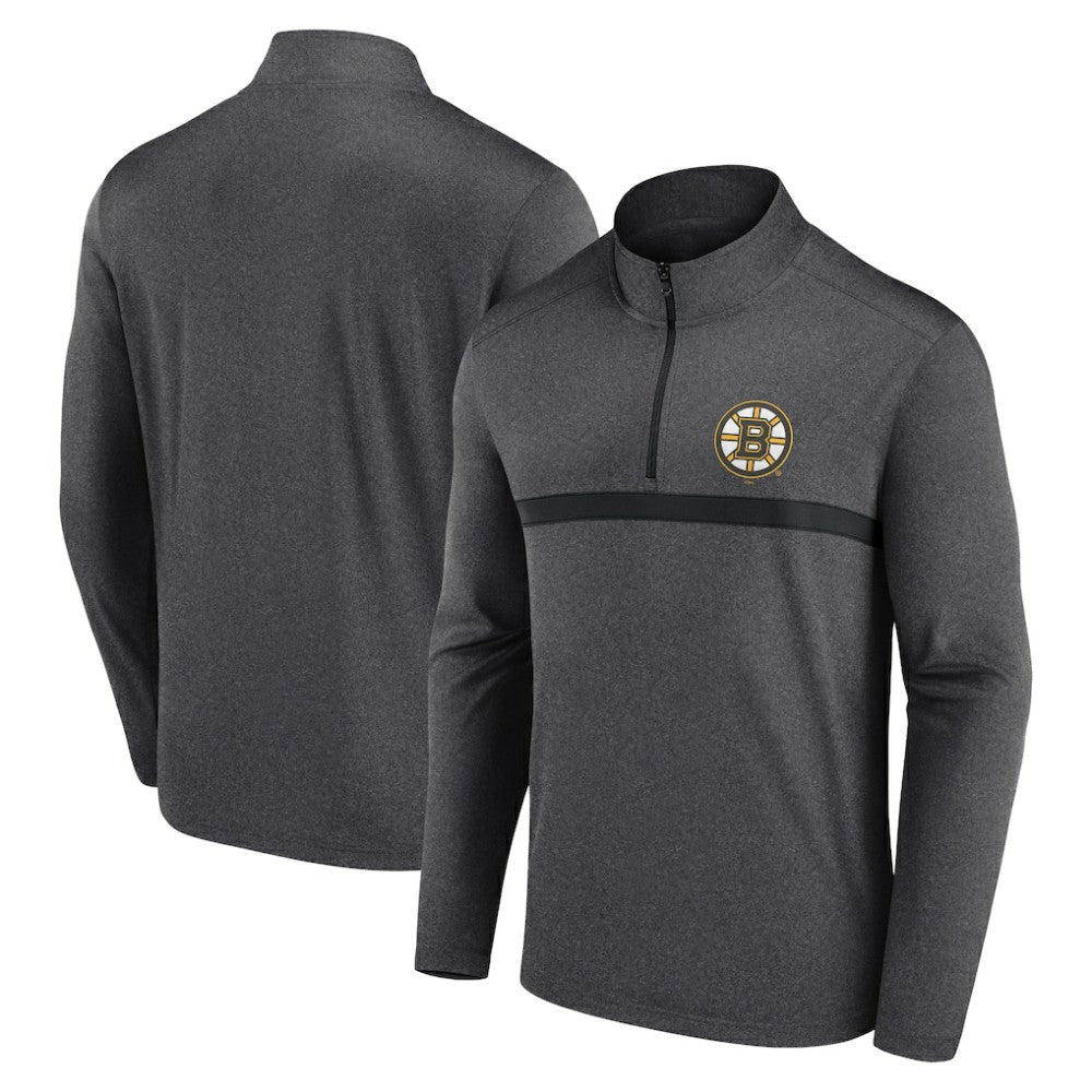 Boston Bruins Logo Athletic Head-to-Head Raglan Quarter-Zip Top