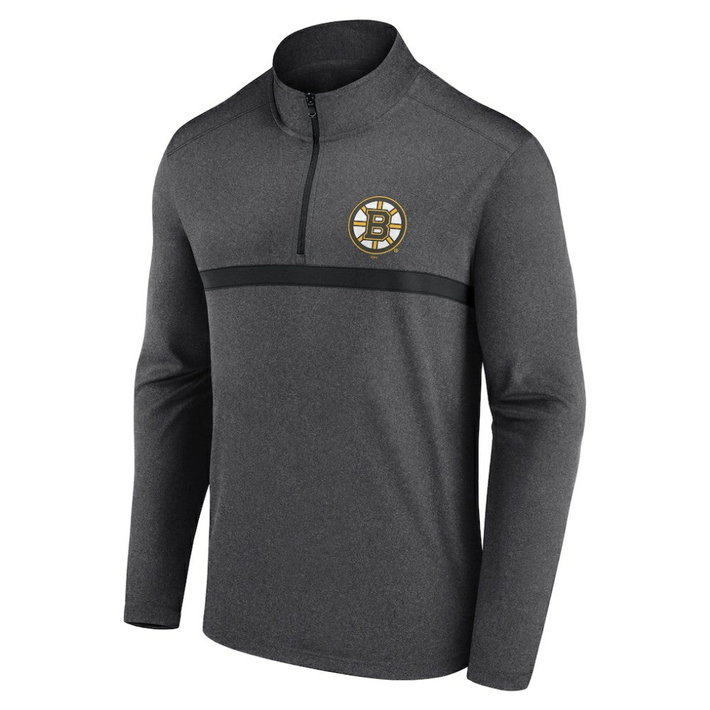 Boston Bruins Logo Athletic Head-to-Head Raglan Quarter-Zip Top