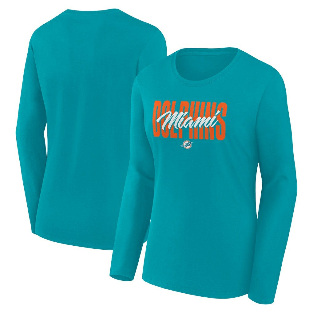 NFL Miami Dolphins Logo Athletic Women's Grip Long Sleeve T-Shirt
