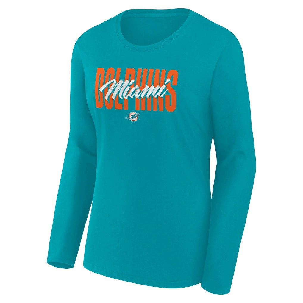 NFL Miami Dolphins Logo Athletic Women's Grip Long Sleeve T-Shirt