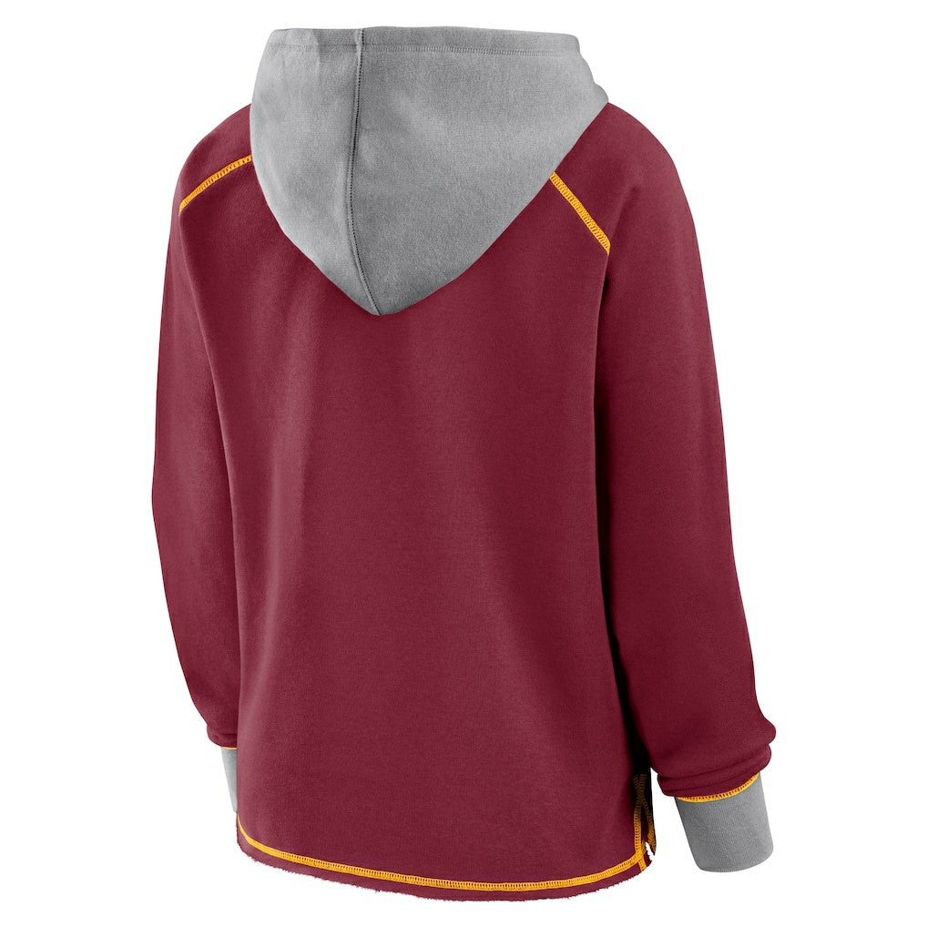 NFL Washington Commanders Logo Athletic Women's Boom Fleece Pullover V-Neck Hoodie