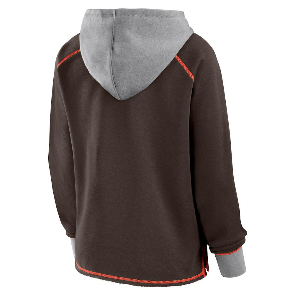 NFL Cleveland Browns Logo Athletic Women's Boom Fleece Pullover V-Neck Hoodie