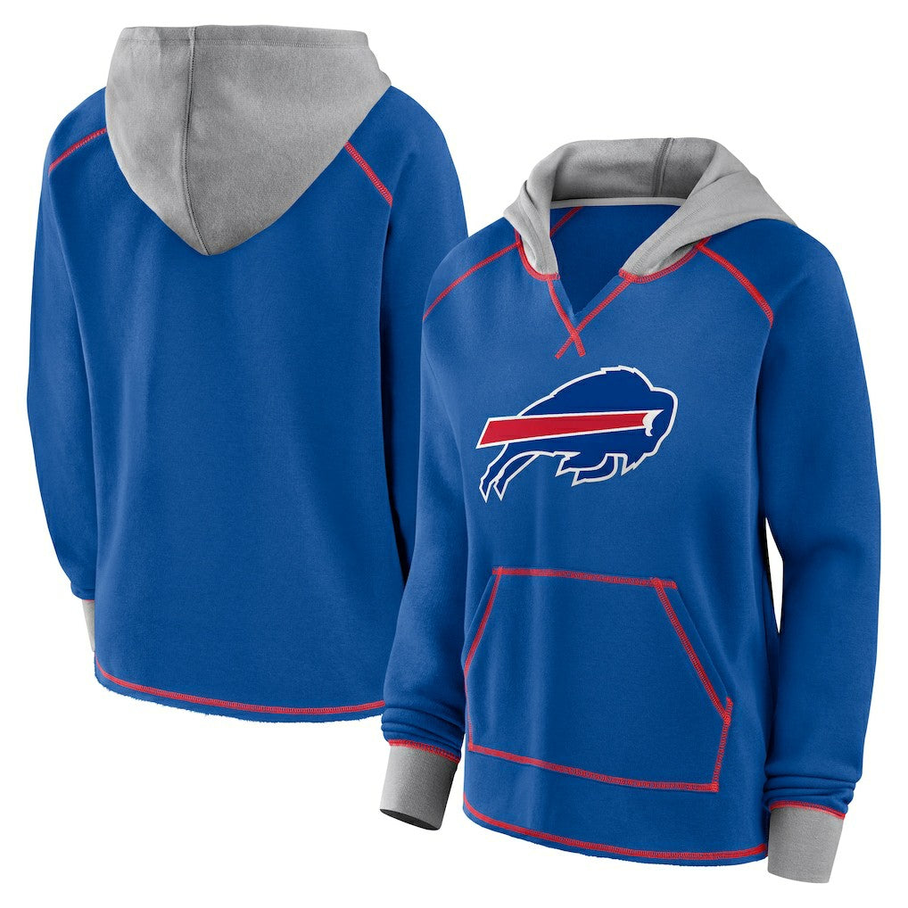NFL Buffalo Bills Logo Athletic Women's Boom Fleece Pullover V-Neck Hoodie