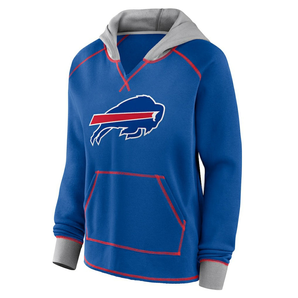 NFL Buffalo Bills Logo Athletic Women's Boom Fleece Pullover V-Neck Hoodie