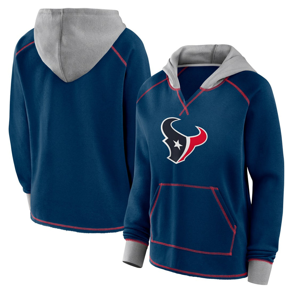 NFL Houston Texans Logo Athletic Women's Boom Fleece Pullover V-Neck Hoodie