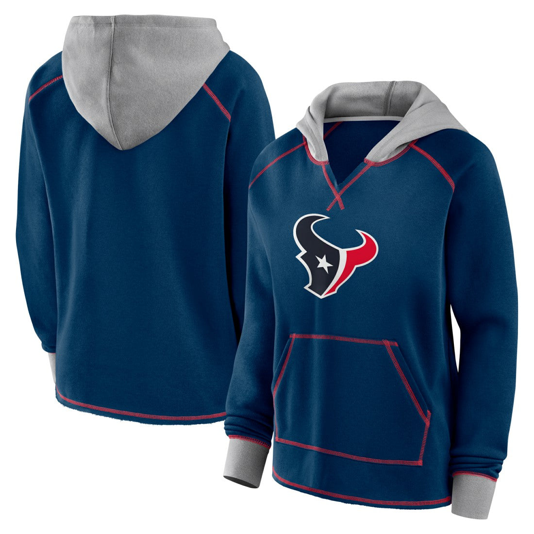 NFL Houston Texans Logo Athletic Women's Boom Fleece Pullover V-Neck Hoodie