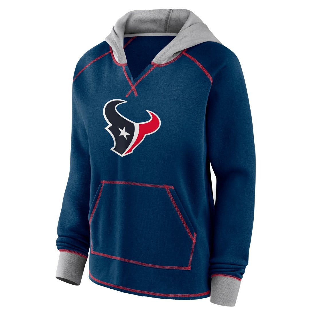NFL Houston Texans Logo Athletic Women's Boom Fleece Pullover V-Neck Hoodie