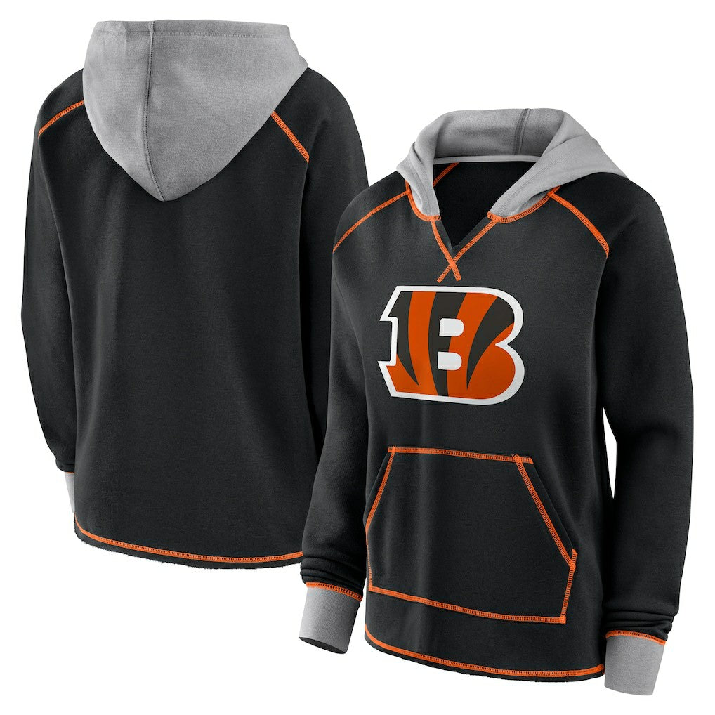 NFL Cincinnati Bengals Logo Athletic Women's Boom Fleece Pullover V-Neck Hoodie