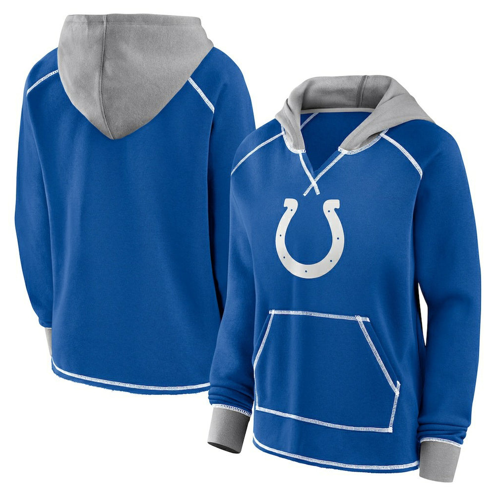 NFL Indianapolis Colts Logo Athletic Women's Boom Fleece Pullover V-Neck Hoodie