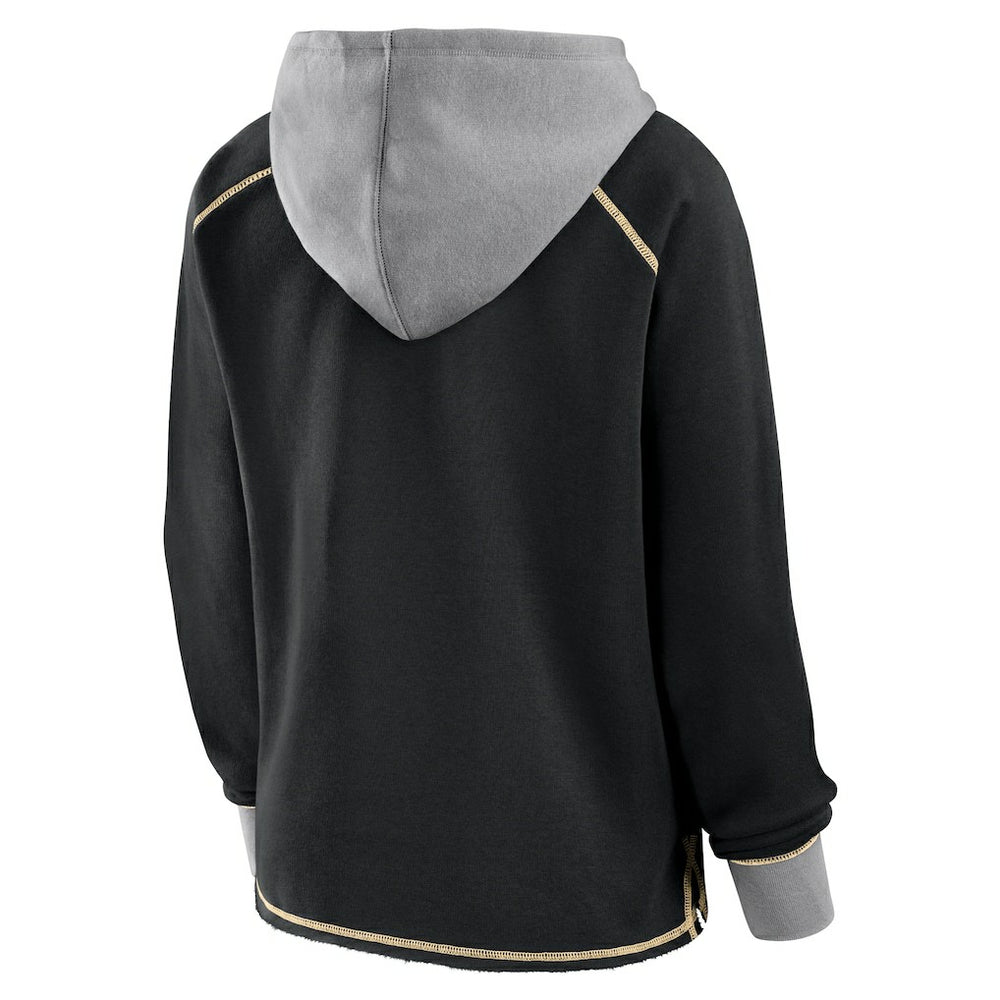 NFL New Orleans Saints Logo Athletic Women's Boom Fleece Pullover V-Neck Hoodie