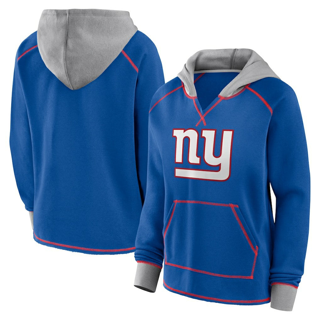 NFL New York Giants Logo Athletic Women's Boom Fleece Pullover V-Neck Hoodie