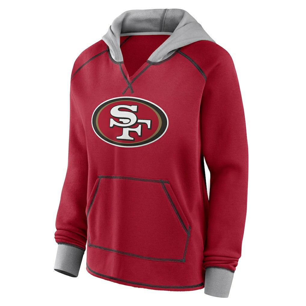 NFL San Francisco 49ers Logo Athletic Women's Boom Fleece Pullover V-Neck Hoodie