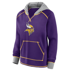 NFL Minnesota Vikings Logo Athletic Women's Boom Fleece Pullover V-Neck Hoodie