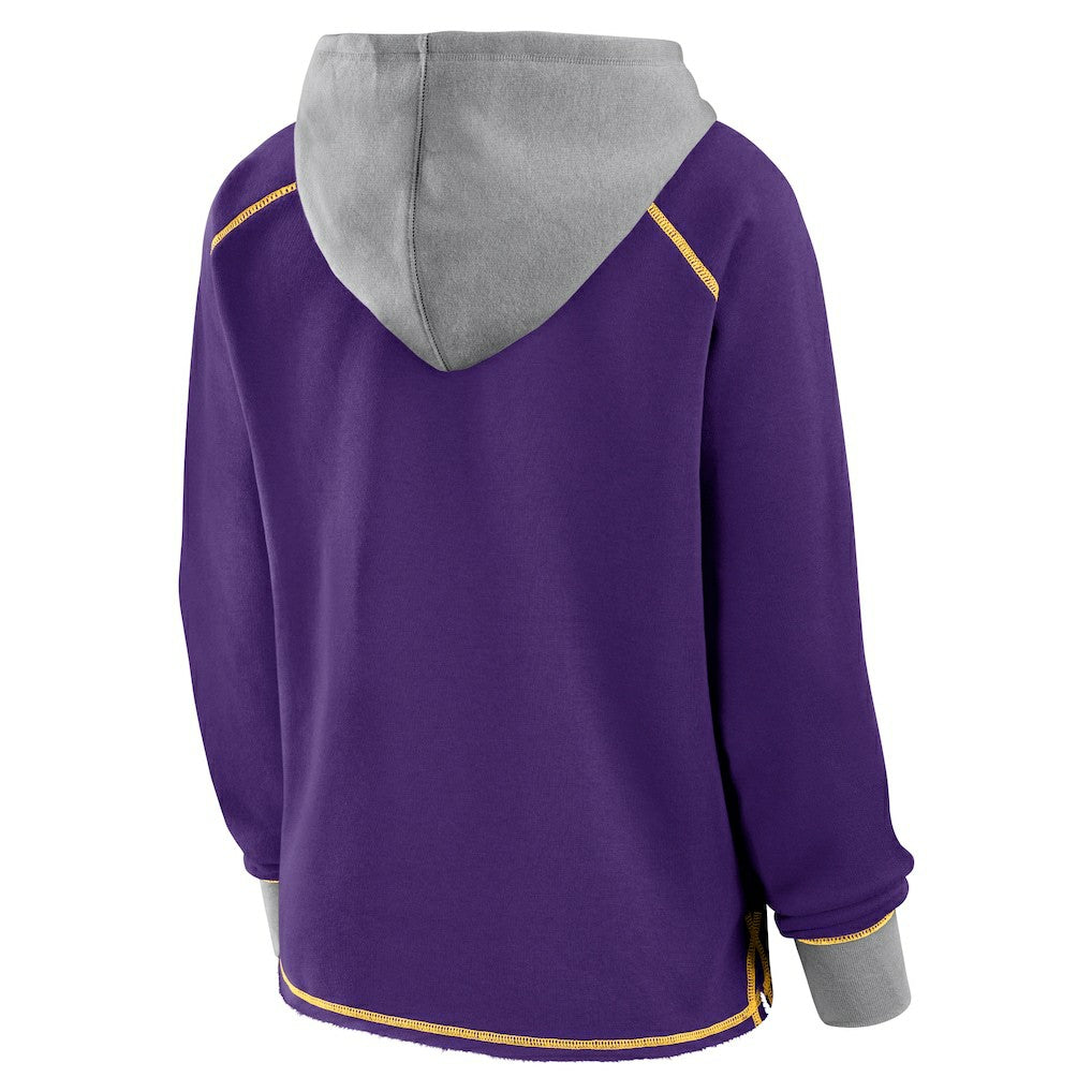 NFL Minnesota Vikings Logo Athletic Women's Boom Fleece Pullover V-Neck Hoodie