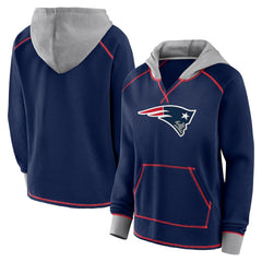 NFL New England Patriots Logo Athletic Women's Boom Fleece Pullover V-Neck Hoodie