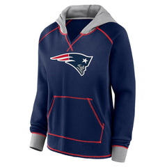 NFL New England Patriots Logo Athletic Women's Boom Fleece Pullover V-Neck Hoodie